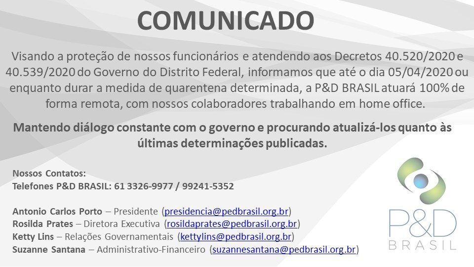 COMUNICADO – P&D BRASIL