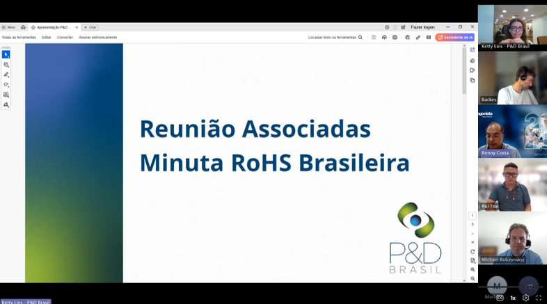 Reunião Associadas P&D Brasil – Diretiva RoHS Brasileira